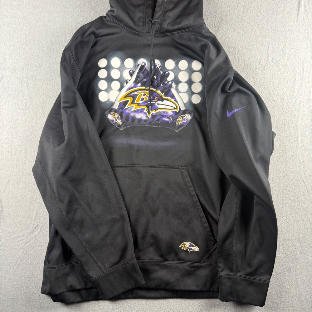 Nike Therma-FIT Baltimore Ravens Hoodie Mens XXL Black NFL Football Pullover